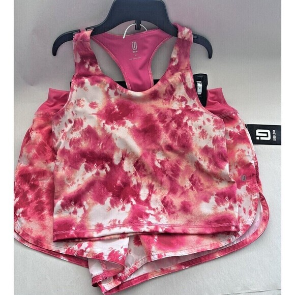 Ideology Other - ID Ideology Big Girls Tie-Dye Elastic-Waist Pink Shock sport bra & short set  L